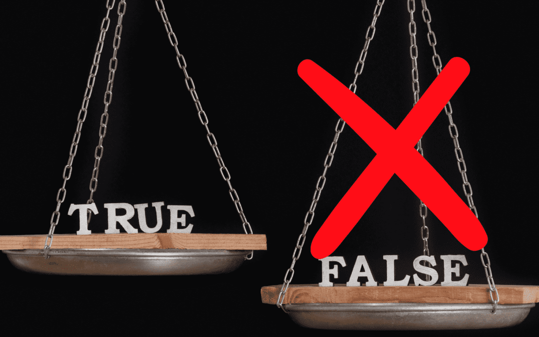 Scales representing true and false with false crossed out